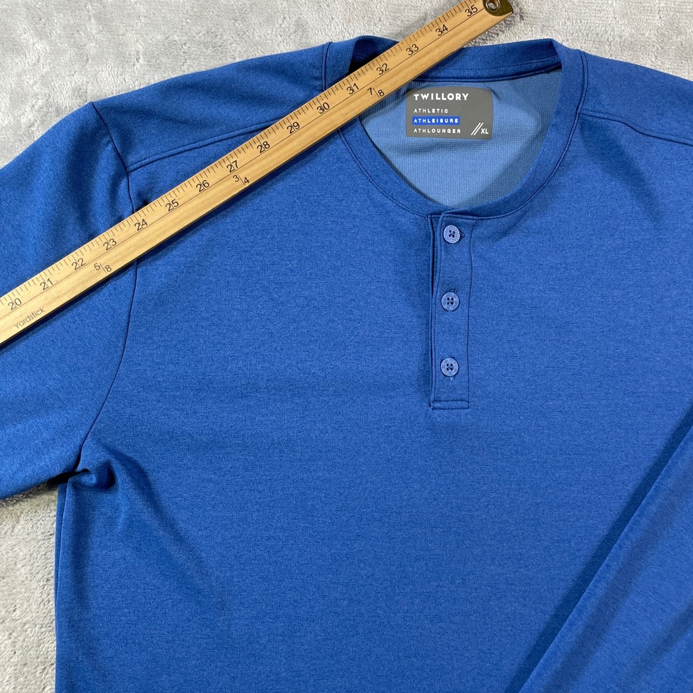 Twillory Athleisure Henley Shirt Mens XL Blue Long Sleeve Performance Athlounger - Picture 6 of 10